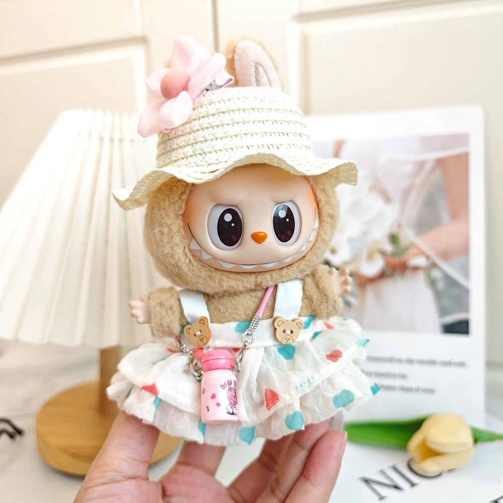 Labubu labubu vinyl doll baby clothes summer straw hat for suspender dress