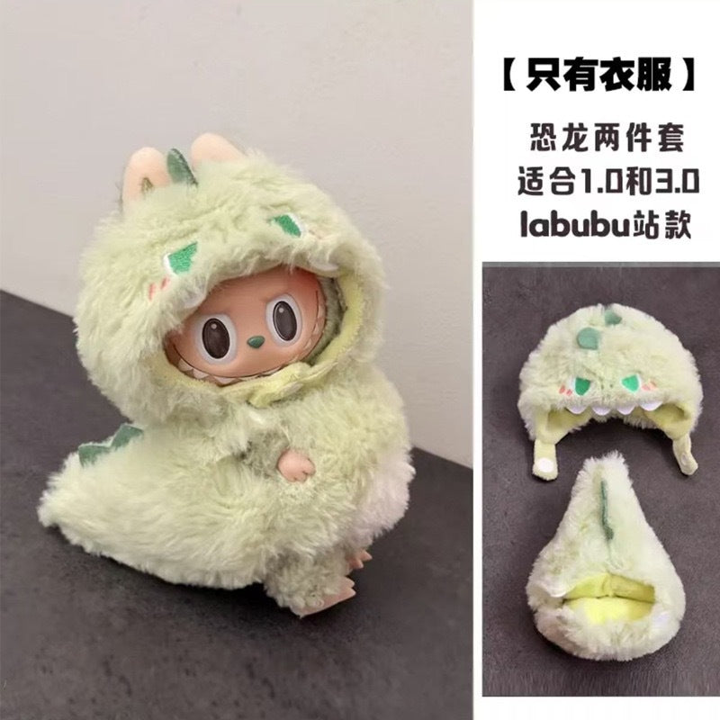 Labubu 17cm pendant cockroach baby clothes keychain Labubu doll one-piece fried shrimp cute accessories clothes only