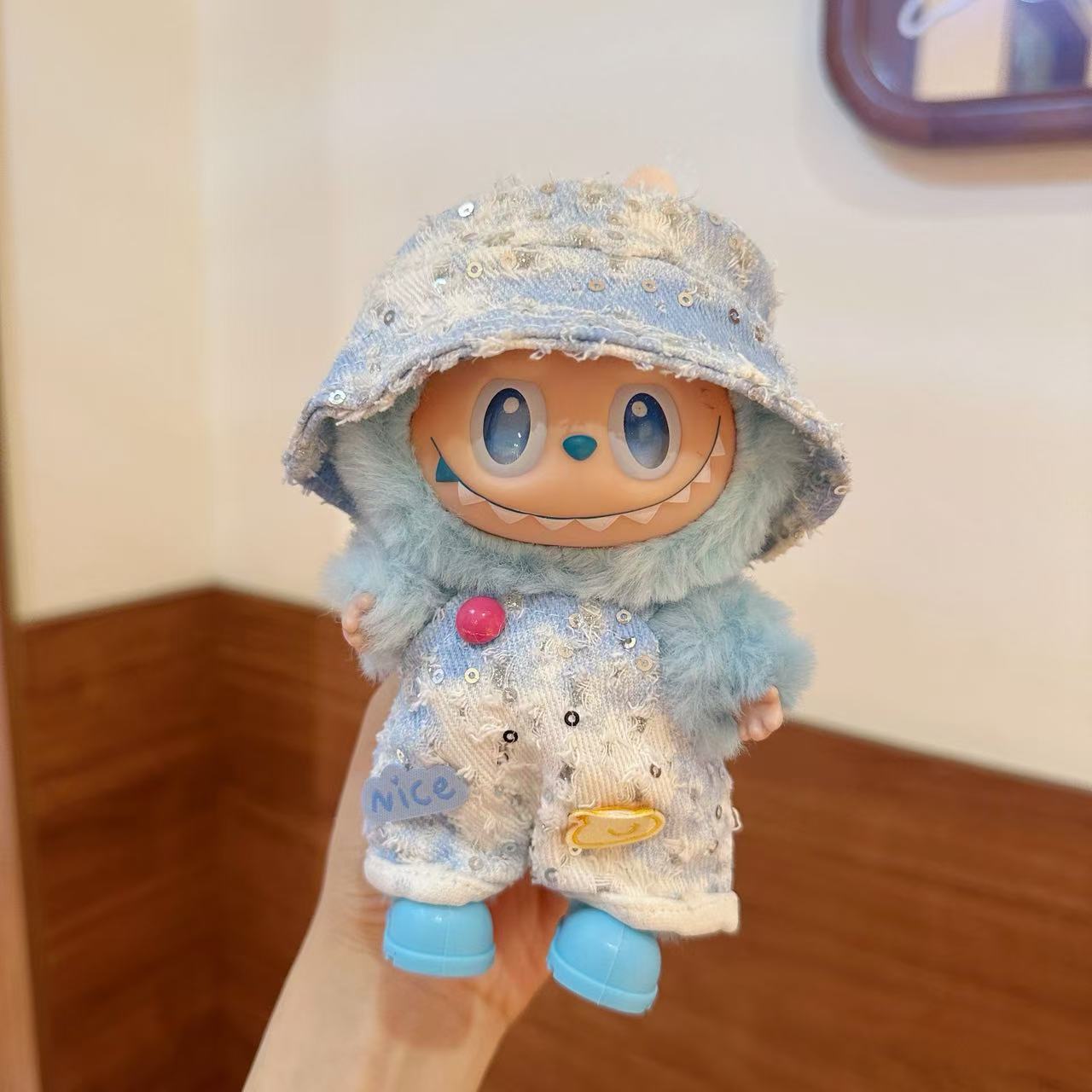 Clothes only 17cm baby clothes adapt labubu macaron replacement pack trendy play bucket hat overalls set