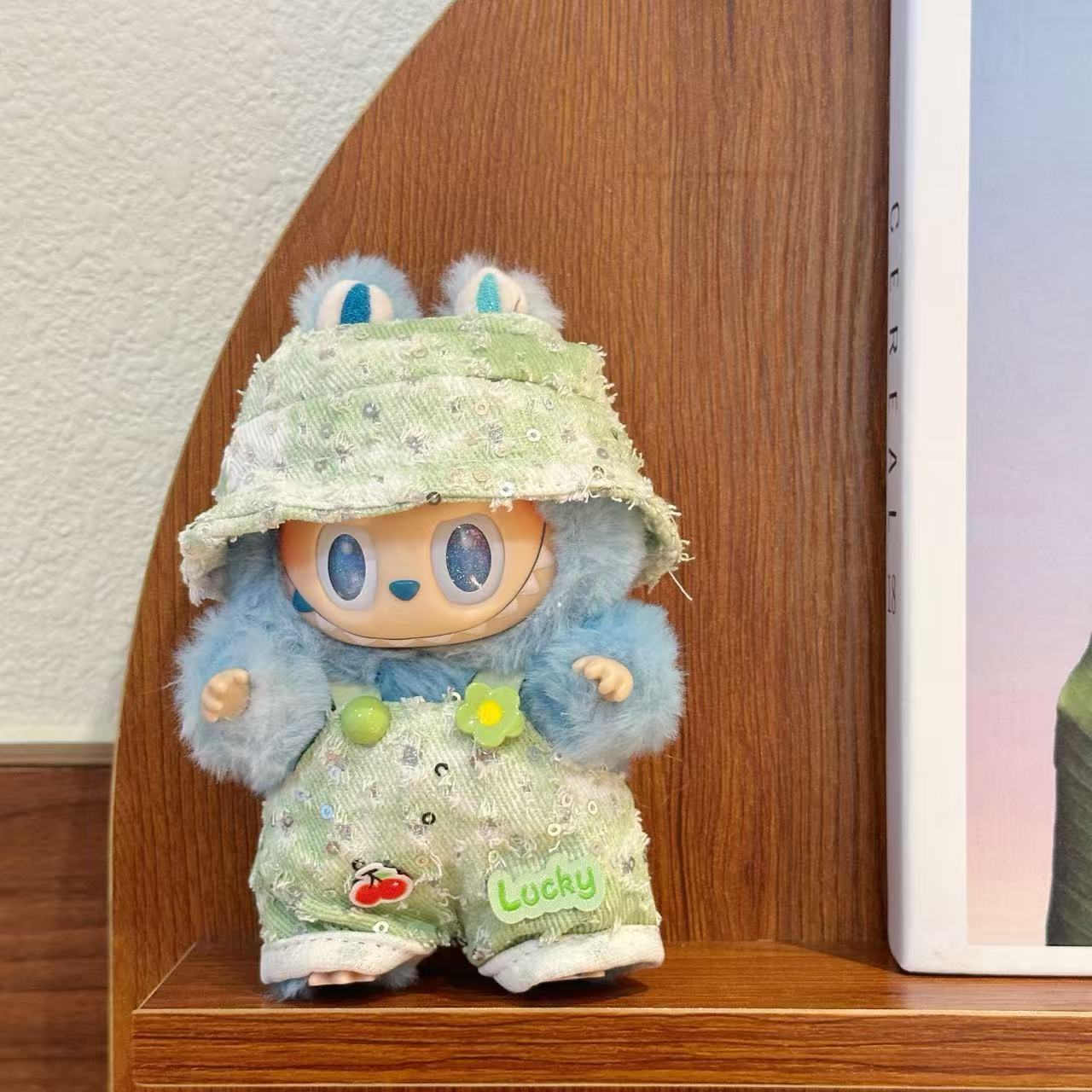 Clothes only 17cm baby clothes adapt labubu macaron replacement pack trendy play bucket hat overalls set