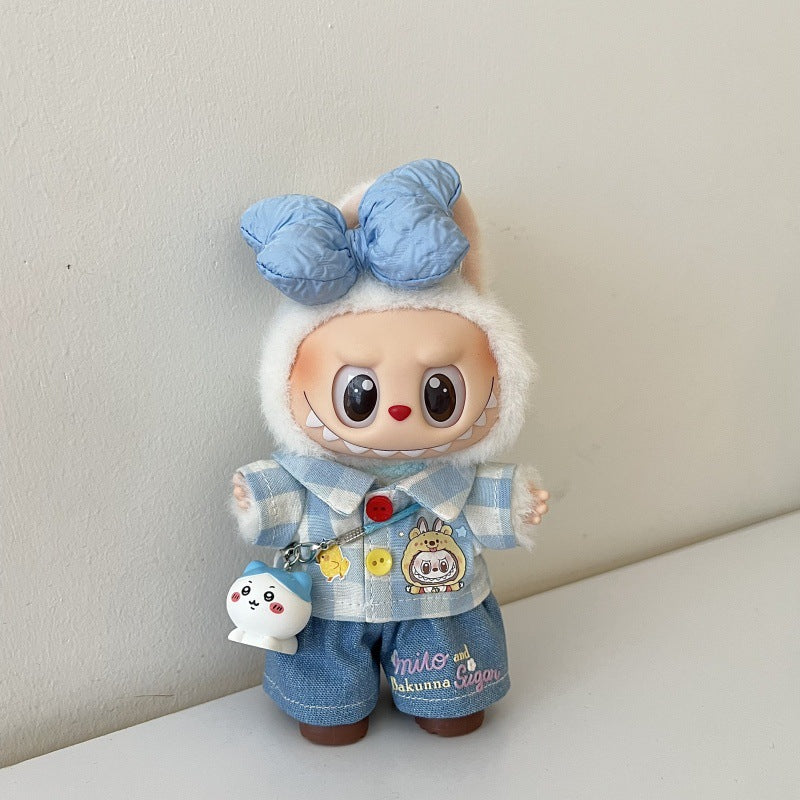Labubu Labu Macaron Clothes Replacement Pack Vinyl Plush Keychain Baby Clothes Blue