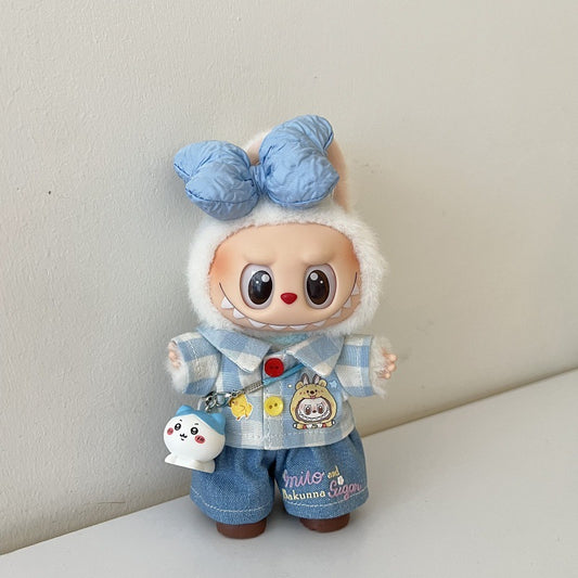 Labubu Labu Macaron Clothes Replacement Pack Vinyl Plush Keychain Baby Clothes Blue