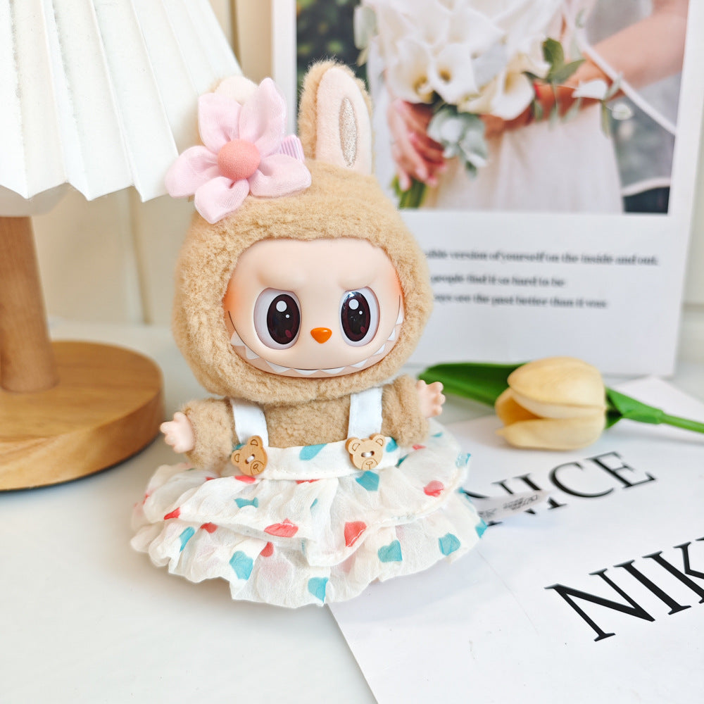 Labubu labubu vinyl doll baby clothes summer straw hat for suspender dress