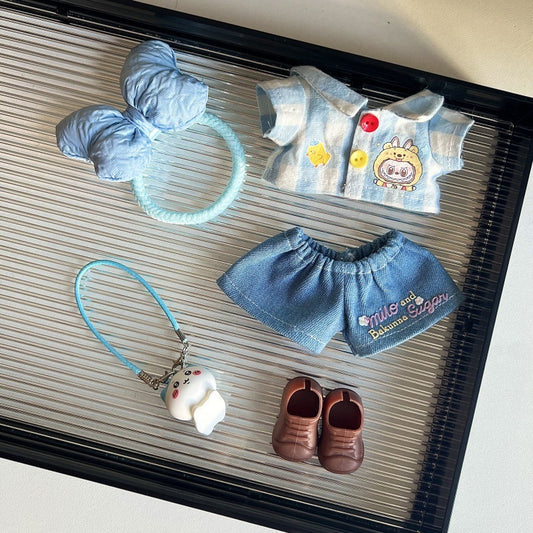 Labubu Labu Macaron Clothes Replacement Pack Vinyl Plush Keychain Baby Clothes Blue