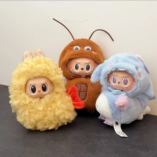 Labubu 17cm pendant cockroach baby clothes keychain Labubu doll one-piece fried shrimp cute accessories clothes only