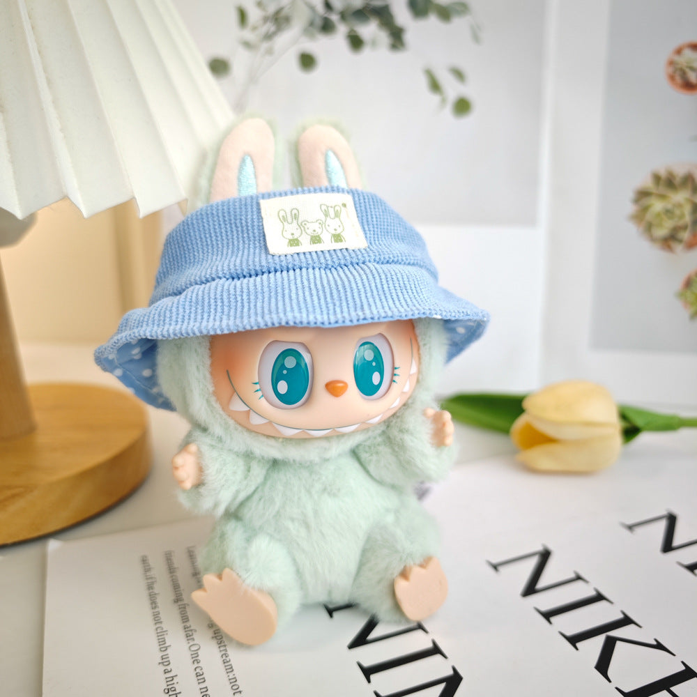 Labubu labubu vinyl doll baby clothes summer straw hat for suspender dress