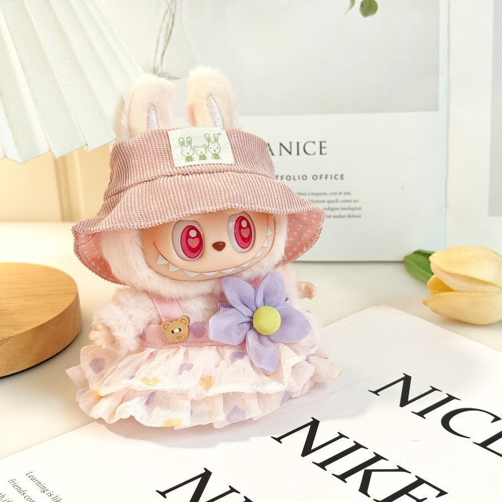 Labubu labubu vinyl doll baby clothes summer straw hat for suspender dress