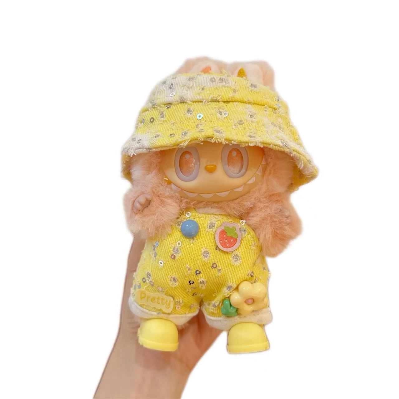 Clothes only 17cm baby clothes adapt labubu macaron replacement pack trendy play bucket hat overalls set