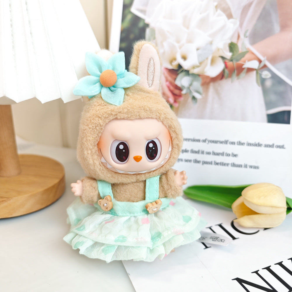 Labubu labubu vinyl doll baby clothes summer straw hat for suspender dress