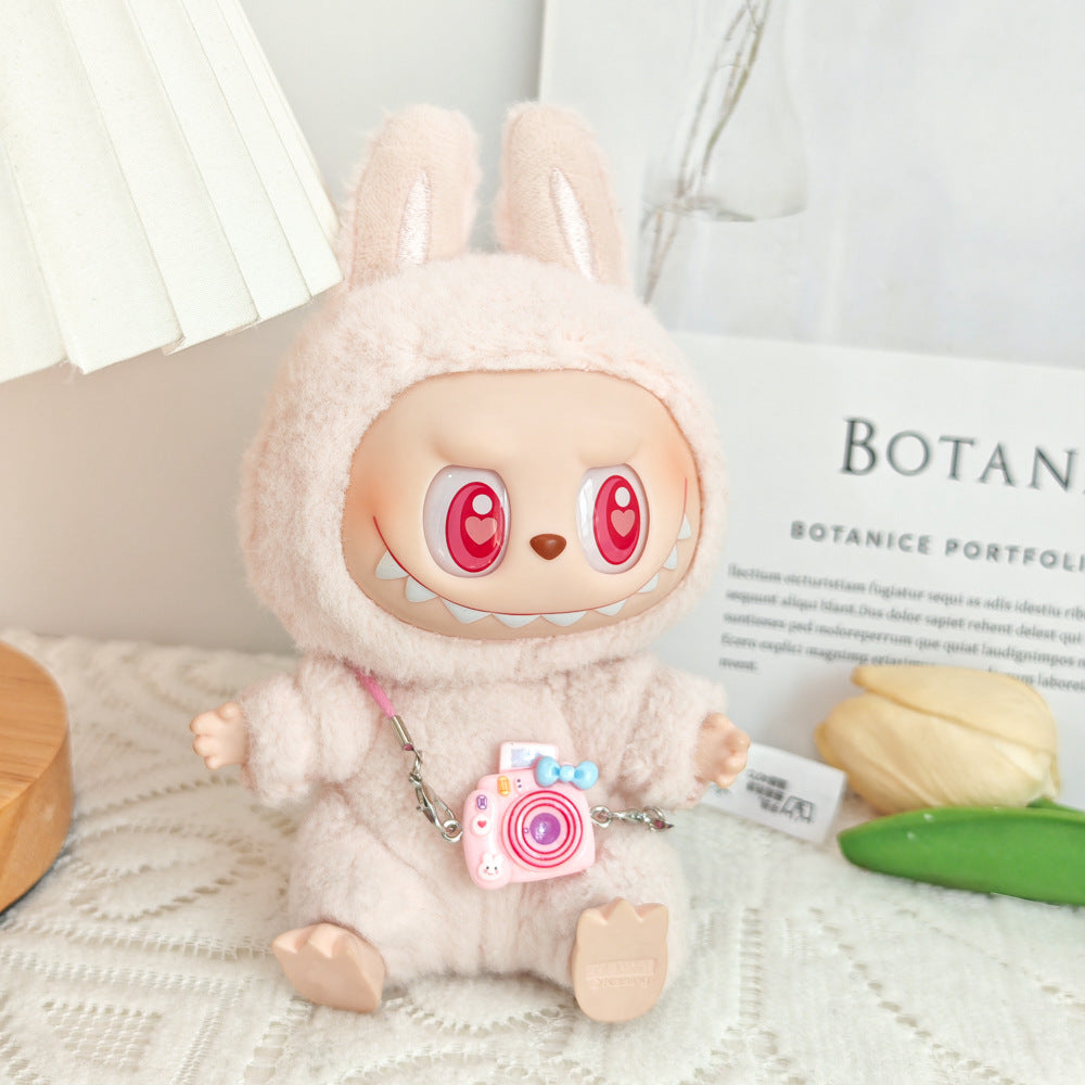 Labubu labubu vinyl doll baby clothes summer straw hat for suspender dress