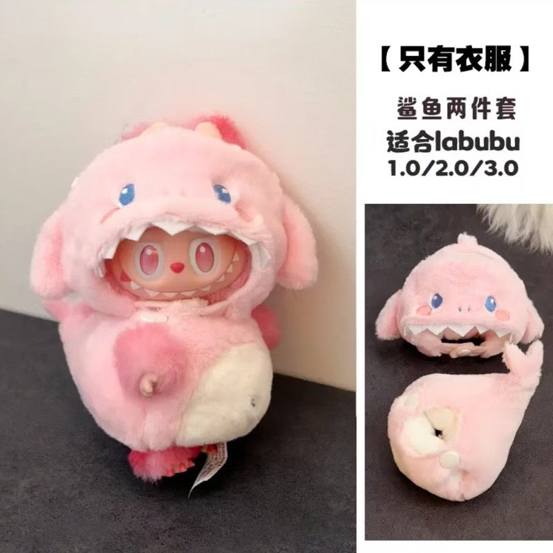 Labubu 17cm pendant cockroach baby clothes keychain Labubu doll one-piece fried shrimp cute accessories clothes only