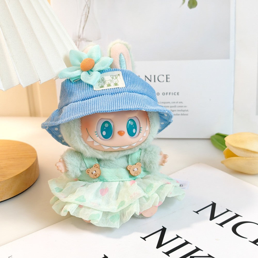 Labubu labubu vinyl doll baby clothes summer straw hat for suspender dress