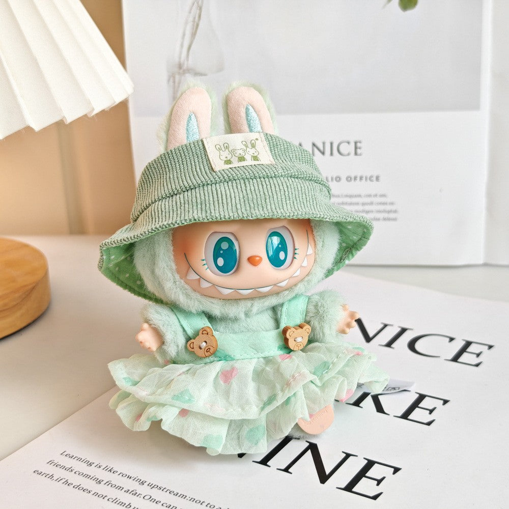 Labubu labubu vinyl doll baby clothes summer straw hat for suspender dress