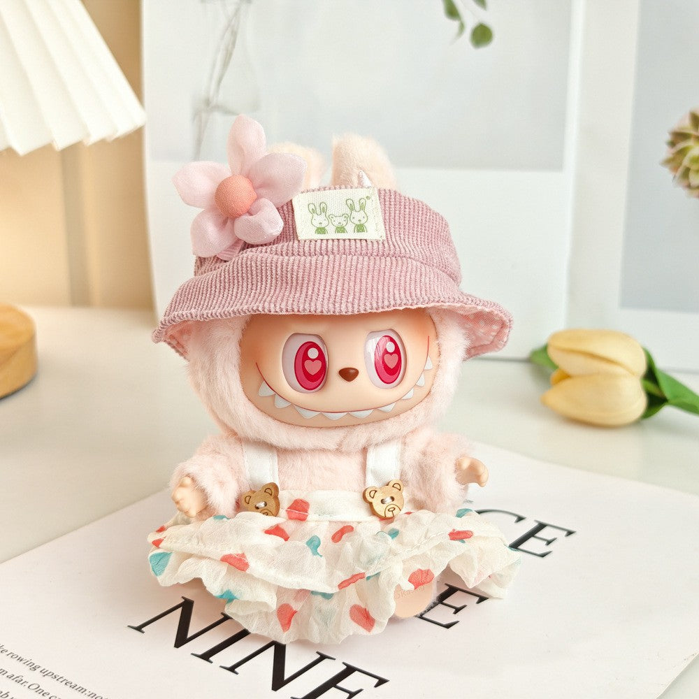 Labubu labubu vinyl doll baby clothes summer straw hat for suspender dress