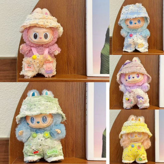 Clothes only 17cm baby clothes adapt labubu macaron replacement pack trendy play bucket hat overalls set