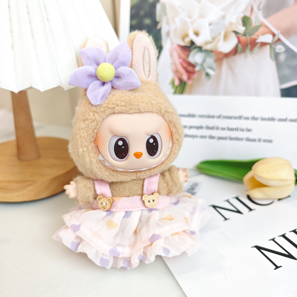 Labubu labubu vinyl doll baby clothes summer straw hat for suspender dress