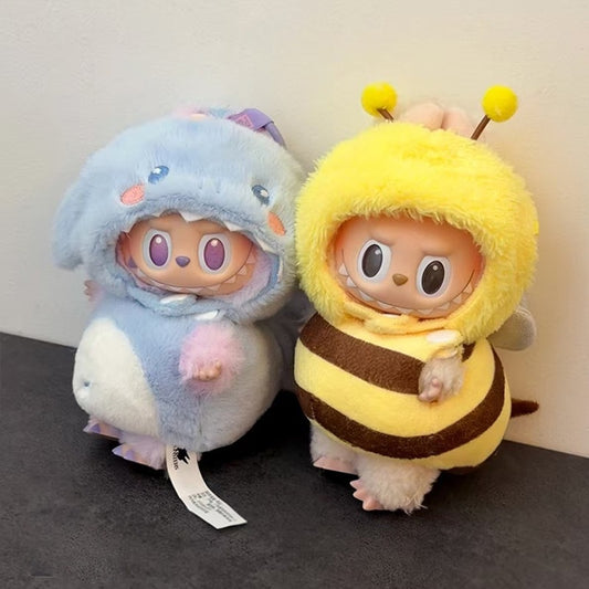 Labubu 17cm pendant cockroach baby clothes keychain Labubu doll one-piece fried shrimp cute accessories clothes only
